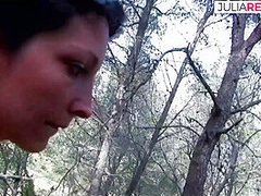 Sexy Girl Gets Double Penetration To A Cumshot In The Bushes - JuliaReaves