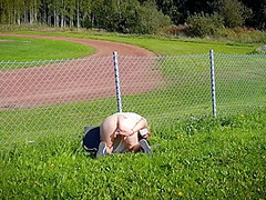 Hot Blonde Nordic Milf Masturbating By The Sports Track