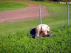 Hot Blonde Nordic Milf Masturbating By The Sports Track