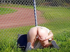 Hot Blonde Nordic Milf Masturbating By The Sports Track