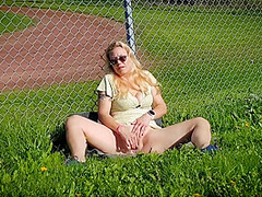 Hot Blonde Nordic Milf Masturbating By The Sports Track
