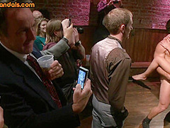 Submissive public slut assfucked and fisted in front voyeurs