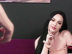 CFNM voyeur British babe teases man who wanks cock on her