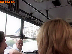Real redhead amateur babe fucked in public bus outdoor