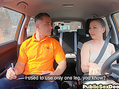Bigass Asian public fucked outdoor in car by driving teacher