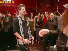 Public BDSM lady in cage pussyfingered by greedy voyeurs