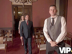 VIP4K. Small cheap wedding turns into public fucking action of the brides