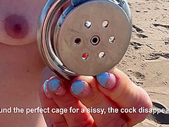 On The Public Beach My Husband Has To Keep The Chastity Cage