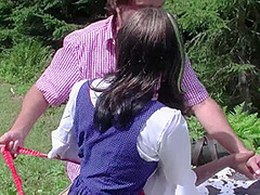 Babe Gets Fucked In The Bushes To A Massive Mouth Cumshot - DeutscheOmas