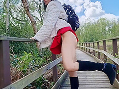 Risky Public Nudity With No Panties On And Peeing