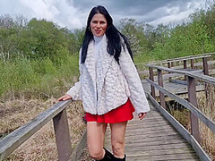 Risky Public Nudity With No Panties On And Peeing