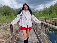 Risky Public Nudity With No Panties On And Peeing