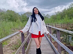 Risky Public Nudity With No Panties On And Peeing