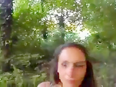 Gf receives a huge load on her face in a public park!