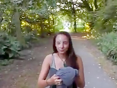 Gf receives a huge load on her face in a public park!