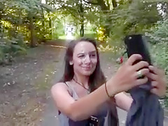 Gf receives a huge load on her face in a public park!