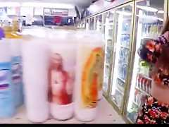 Flashing her body in store