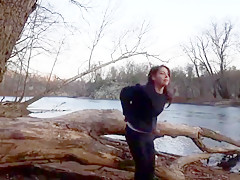 Cute girlfriend sex outside