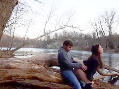 Cute girlfriend sex outside