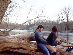 Cute girlfriend sex outside