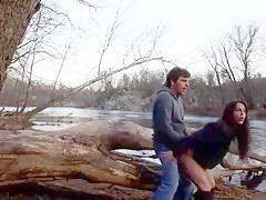 Cute girlfriend sex outside