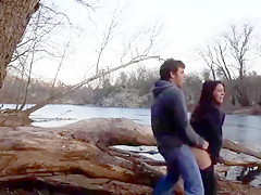 Cute girlfriend sex outside