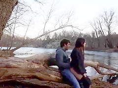 Cute girlfriend sex outside