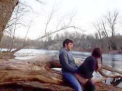 Cute girlfriend sex outside