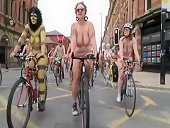 Big tits naked bike ride
