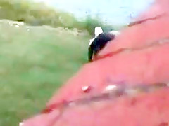 Horny cwife rides cock outdoors