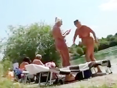 Matures suntanning naked