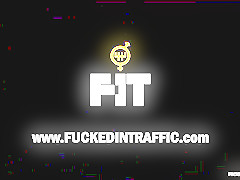 FUCKED IN TRAFFIC - Hardcore fuck in the backseat of the car with hot redhead Czech babe
