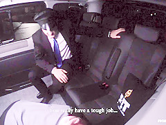 FUCKED IN TRAFFIC - Hardcore fuck in the backseat of the car with hot redhead Czech babe
