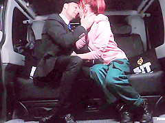 FUCKED IN TRAFFIC - Hardcore fuck in the backseat of the car with hot redhead Czech babe