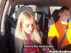 Curious driving learner uses instructor shaft