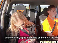 Curious driving learner uses instructor shaft