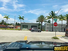 Curvy bootyful gf flashing and teasing in the auto