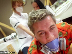Backpacking nurses caring for guy with throatfuck
