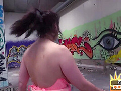 Real pickedup mature giving blowjob in an abandoned building
