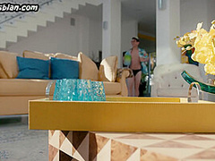 Bikini lez scissoring Asian outdoor on the poolside