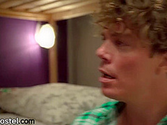 Real hostel threesome with two babes