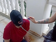 Slave Ashtray. Smoking Spitting And Slapping Fetish