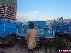 Asian Girl Posing with tied hand Outdoor