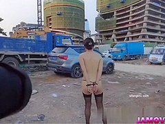 Asian Girl Posing with tied hand Outdoor