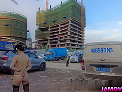 Asian Girl Posing with tied hand Outdoor