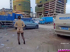 Asian Girl Posing with tied hand Outdoor