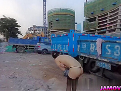 Asian Girl Posing with tied hand Outdoor