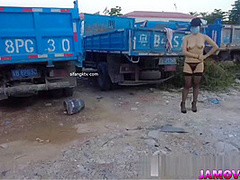 Asian Girl Posing with tied hand Outdoor