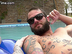 Pool bi interracial threeway with alt beauty