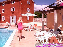 German blonde does outdoor sex under the sun